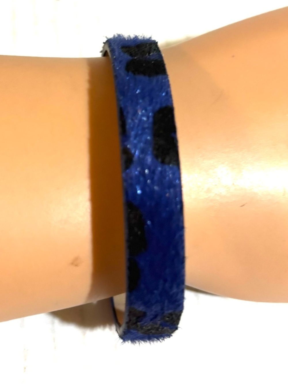 Blue and Black Leopard Print Haircalf Bracelet